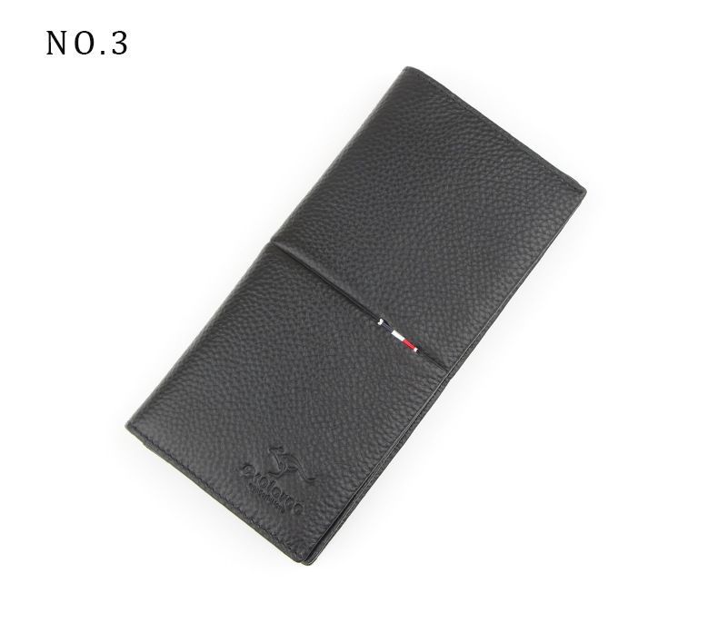 Férfi hosszú bőrtárca, bi-fold, felsőréteg marhabőr, poliészter-pamut bélés