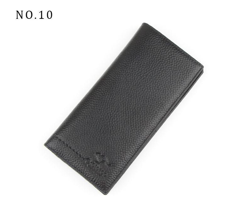 Férfi hosszú bőrtárca, bi-fold, felsőréteg marhabőr, poliészter-pamut bélés