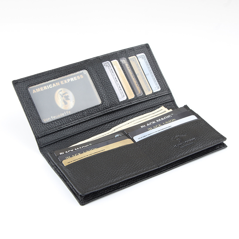 Férfi hosszú bőrtárca, bi-fold, felsőréteg marhabőr, poliészter-pamut bélés