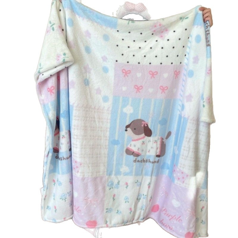 Cuvertură dublu-față din fleece de lapte, cu model desen animat, potrivită pentru toate sezoanele, din fibre chimice