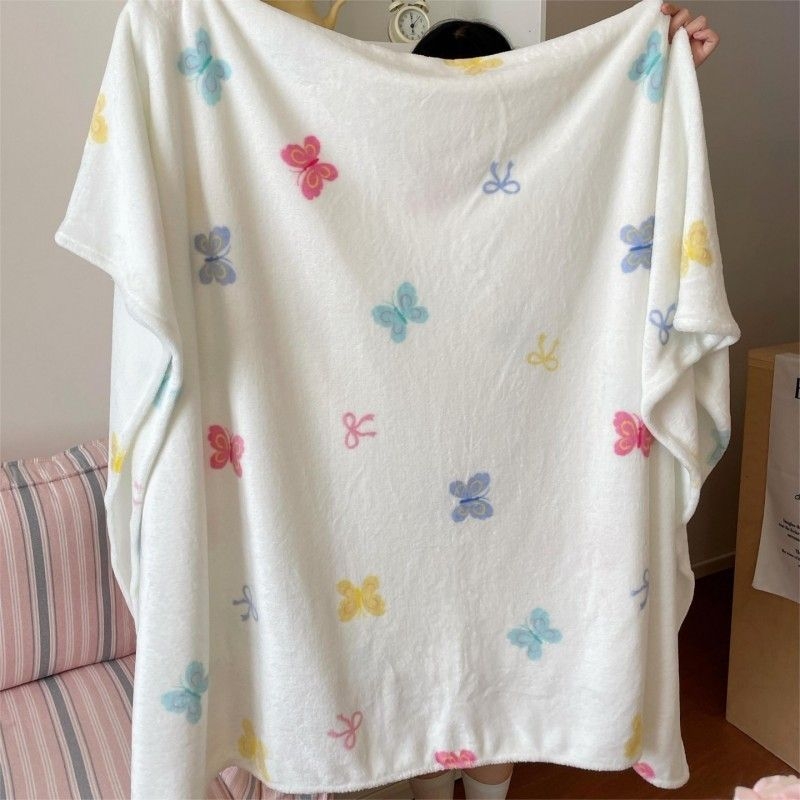 Cuvertură dublu-față din fleece de lapte, cu model desen animat, potrivită pentru toate sezoanele, din fibre chimice