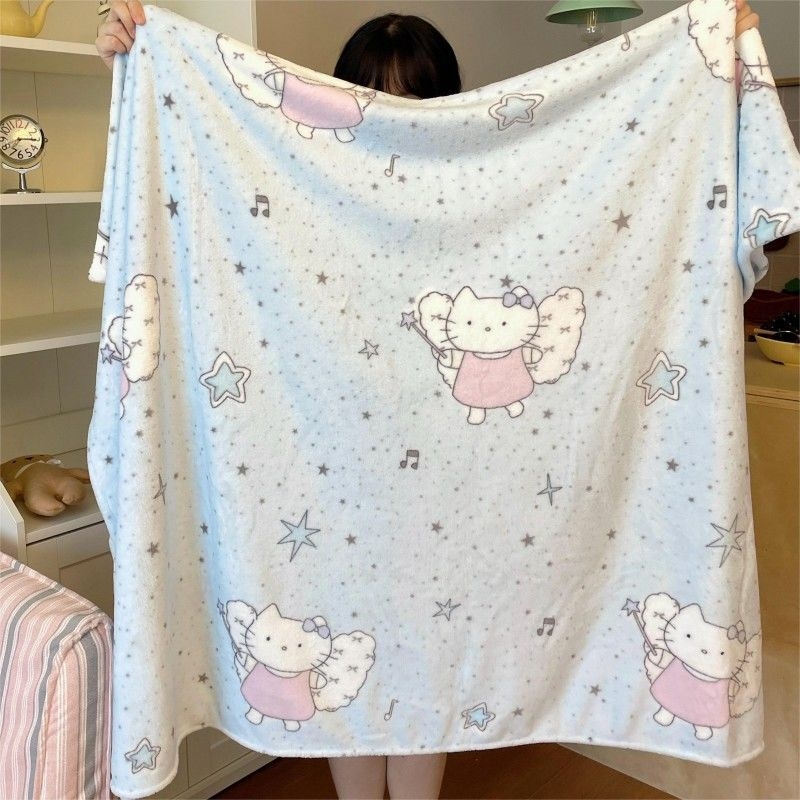 Cuvertură dublu-față din fleece de lapte, cu model desen animat, potrivită pentru toate sezoanele, din fibre chimice