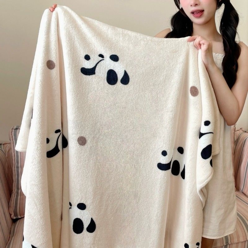 Cuvertură dublu-față din fleece de lapte, cu model desen animat, potrivită pentru toate sezoanele, din fibre chimice