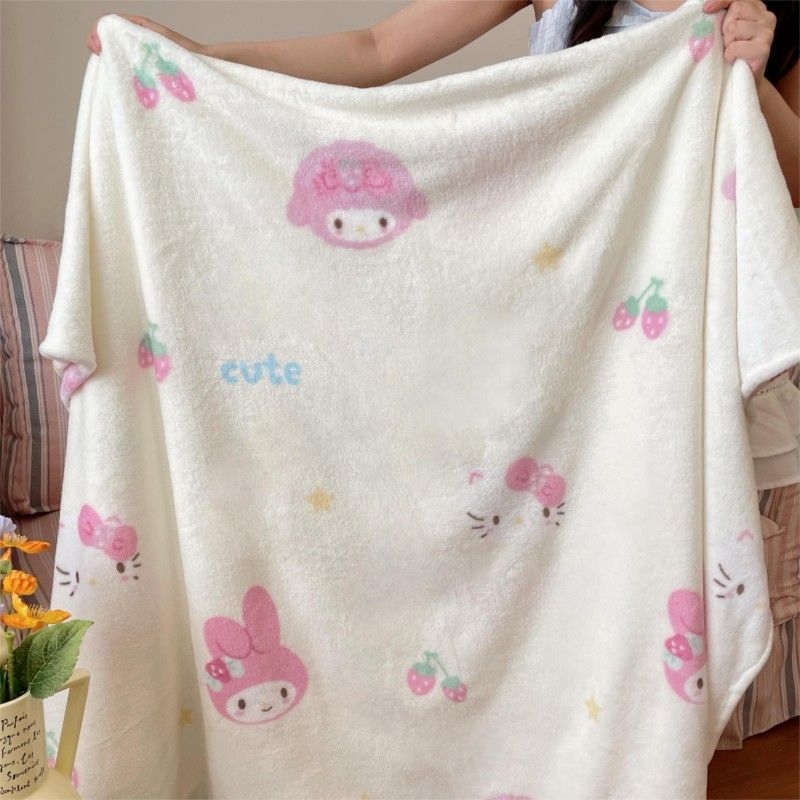 Cuvertură dublu-față din fleece de lapte, cu model desen animat, potrivită pentru toate sezoanele, din fibre chimice