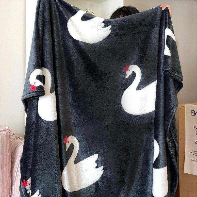 Cuvertură dublu-față din fleece de lapte, cu model desen animat, potrivită pentru toate sezoanele, din fibre chimice