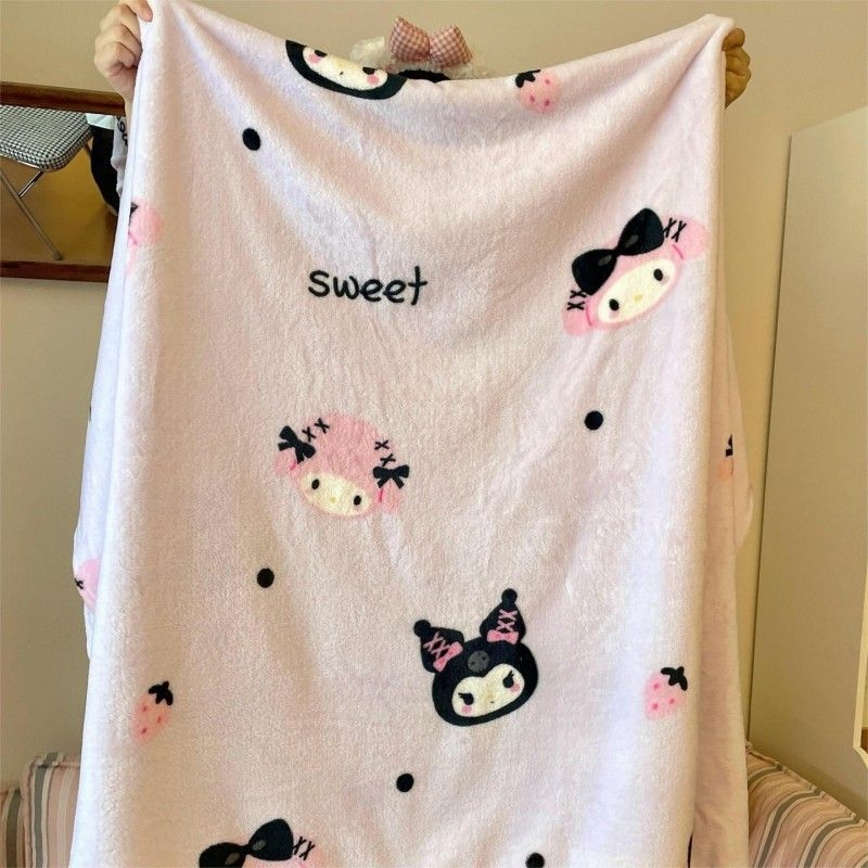 Cuvertură dublu-față din fleece de lapte, cu model desen animat, potrivită pentru toate sezoanele, din fibre chimice