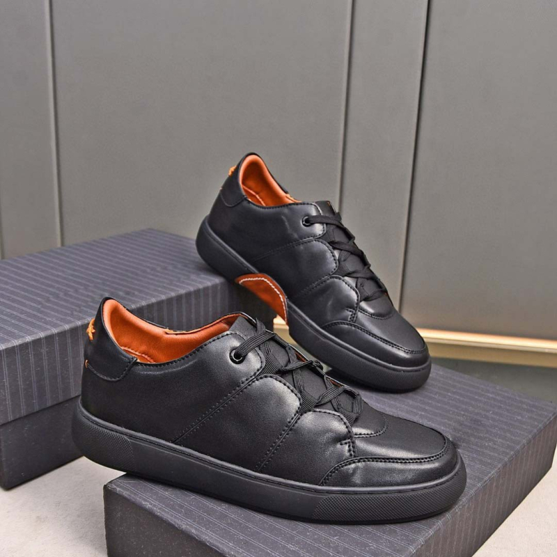 Ανδρικά sneakers με επάνω από δέρμα βοοειδών, στρογγυλός δάκτυλος, κούμπωμα με κορδόνια, χαμηλό ύψος, καουτσούκ σόλα