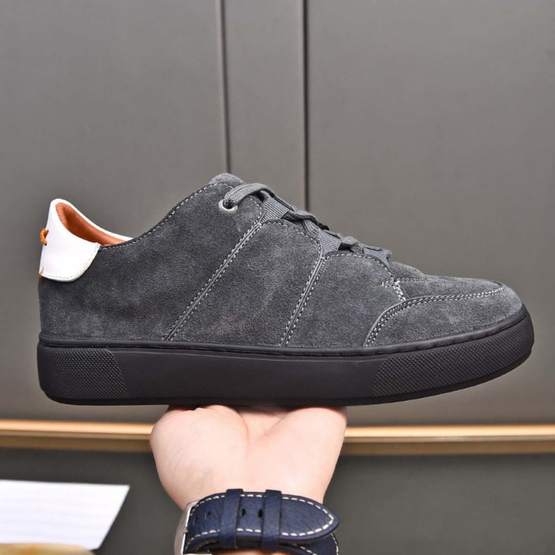 Ανδρικά sneakers με επάνω από δέρμα βοοειδών, στρογγυλός δάκτυλος, κούμπωμα με κορδόνια, χαμηλό ύψος, καουτσούκ σόλα