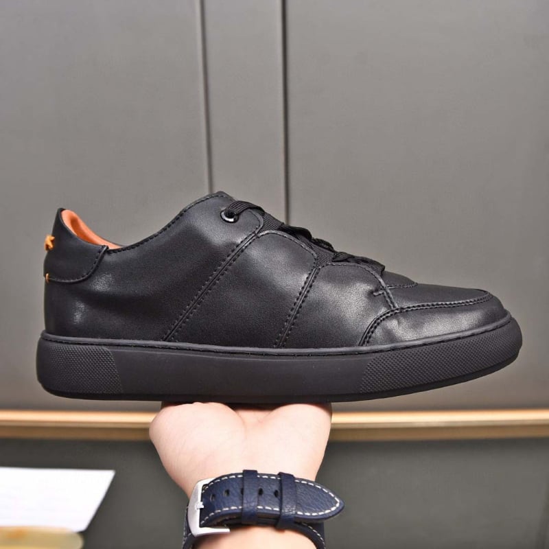 Ανδρικά sneakers με επάνω από δέρμα βοοειδών, στρογγυλός δάκτυλος, κούμπωμα με κορδόνια, χαμηλό ύψος, καουτσούκ σόλα