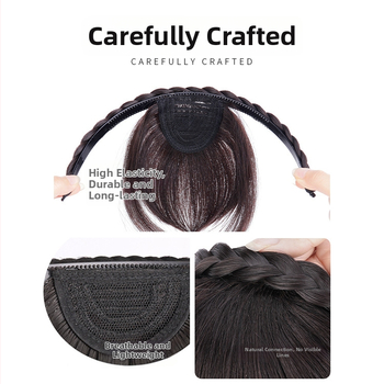 Перука с челка и плитка рибена кост, обод за глава, от високотемпературна жица, за дами, не подлежи на боядисване с горещи методи