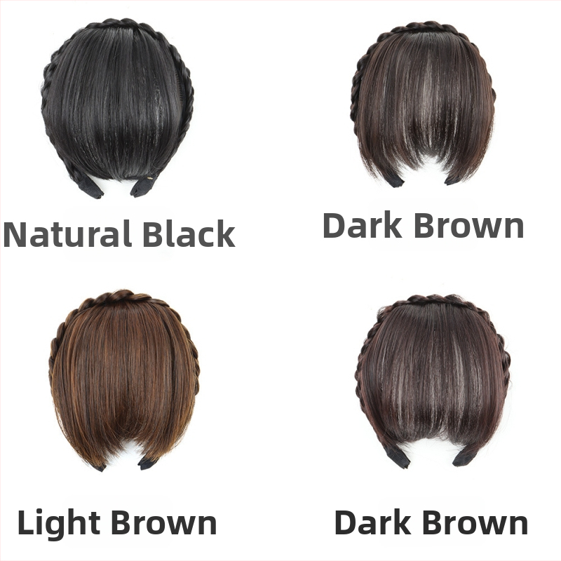 Parochňa s bangs a pletením rybej kosti, kruh na hlavu, materiál: vysokotepelný drôt, pre ženy, nie je vhodné na horúce farbenie