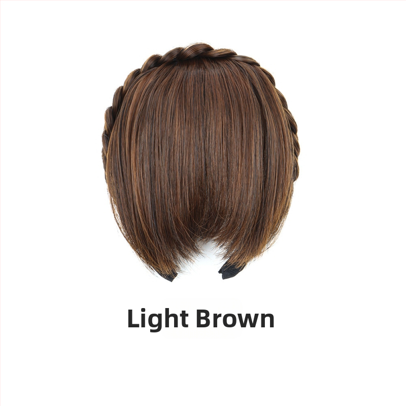 Перука с челка и плитка рибена кост, обод за глава, от високотемпературна жица, за дами, не подлежи на боядисване с горещи методи