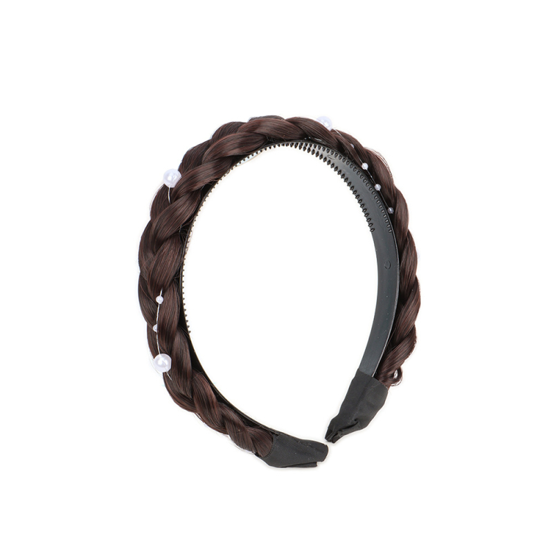 Перука с челка и плитка рибена кост, обод за глава, от високотемпературна жица, за дами, не подлежи на боядисване с горещи методи