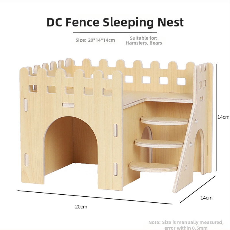 Plus Card Drevený domček pre škrečky s platformou a lezeckým rebríkom