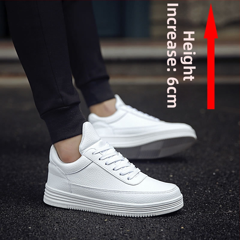 Ανδρικοί loafers με εσωτερική αύξηση ύψους, επάνω μέρος από δέρμα αγελάδας, δικτυωμένη επένδυση, PU πάτος, κορδές