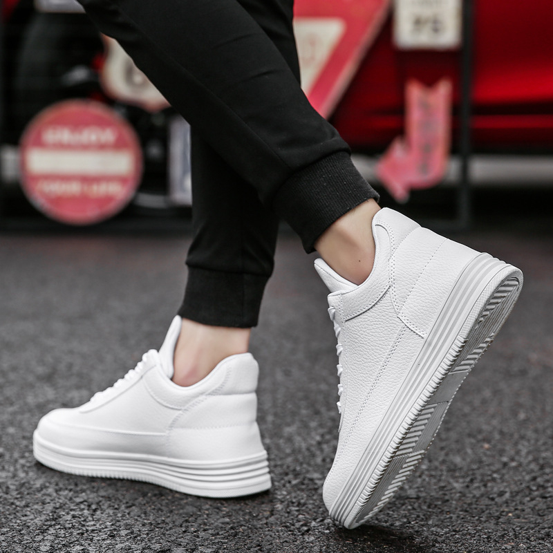 Ανδρικοί loafers με εσωτερική αύξηση ύψους, επάνω μέρος από δέρμα αγελάδας, δικτυωμένη επένδυση, PU πάτος, κορδές