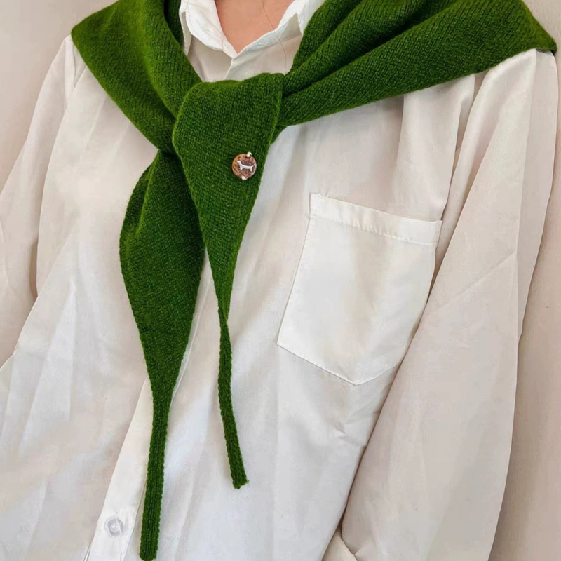 Вълнен триъгълен плетен шал – Топлина, Warp плетене, Есен, Оригинален дизайн, Средна дължина