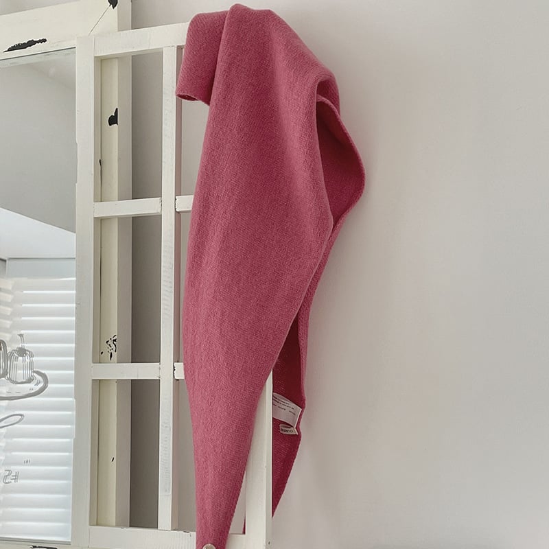 Вълнен триъгълен плетен шал – Топлина, Warp плетене, Есен, Оригинален дизайн, Средна дължина