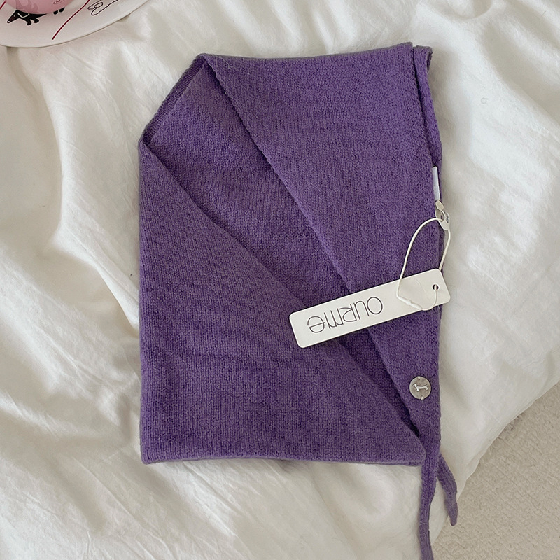 Вълнен триъгълен плетен шал – Топлина, Warp плетене, Есен, Оригинален дизайн, Средна дължина