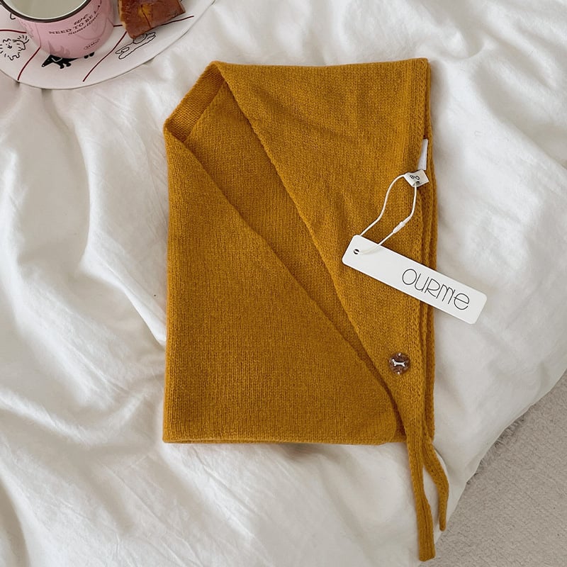 Вълнен триъгълен плетен шал – Топлина, Warp плетене, Есен, Оригинален дизайн, Средна дължина