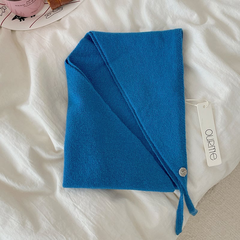 Вълнен триъгълен плетен шал – Топлина, Warp плетене, Есен, Оригинален дизайн, Средна дължина