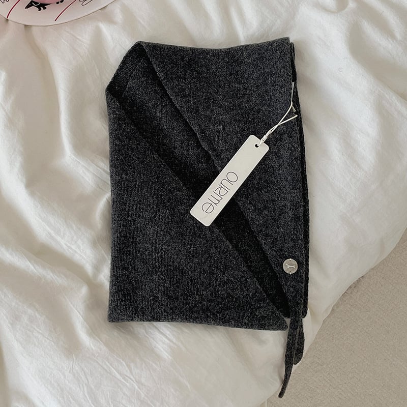 Вълнен триъгълен плетен шал – Топлина, Warp плетене, Есен, Оригинален дизайн, Средна дължина