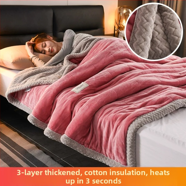 Pătură coral fleece din poliester, unicolor, 300–500 g, pentru toate sezoanele (Poliester • 300–500 g • Unicolor • Pentru toate sezoanele)