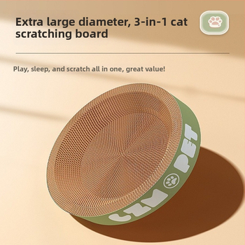 Cuib pentru pisici și suprafață de zgâriere într-un singur pachet; construcție durabilă; coloană verticală din sisal; material: carton celular cu bule; stil drăguț