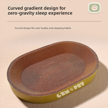 Cuib pentru pisici și suprafață de zgâriere într-un singur pachet; construcție durabilă; coloană verticală din sisal; material: carton celular cu bule; stil drăguț