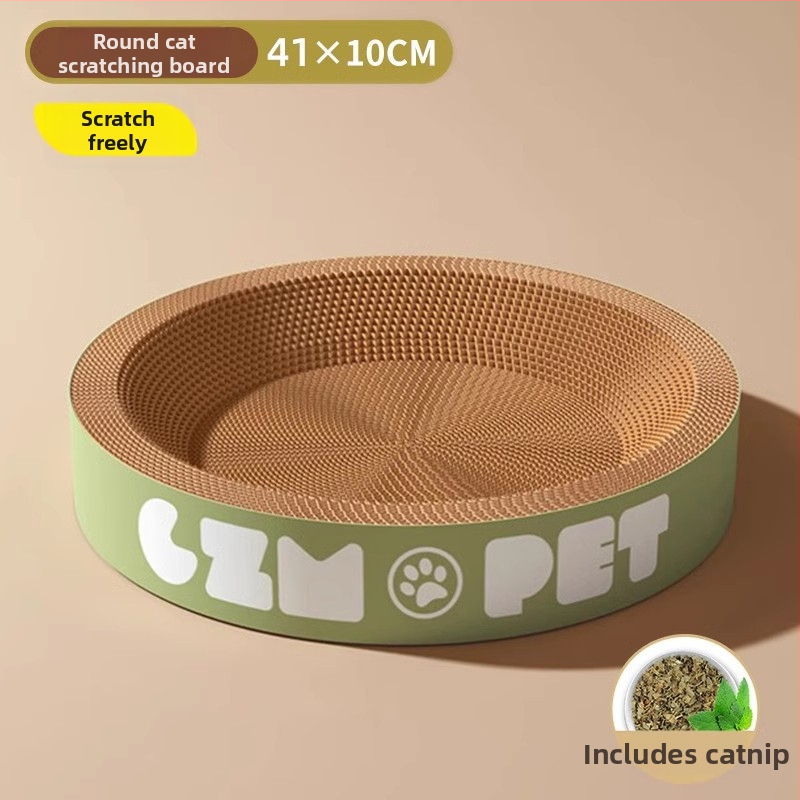 Cuib pentru pisici și suprafață de zgâriere într-un singur pachet; construcție durabilă; coloană verticală din sisal; material: carton celular cu bule; stil drăguț