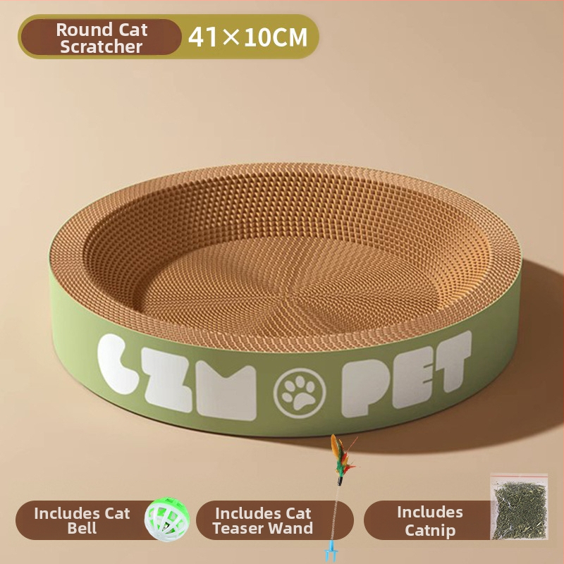 Cuib pentru pisici și suprafață de zgâriere într-un singur pachet; construcție durabilă; coloană verticală din sisal; material: carton celular cu bule; stil drăguț