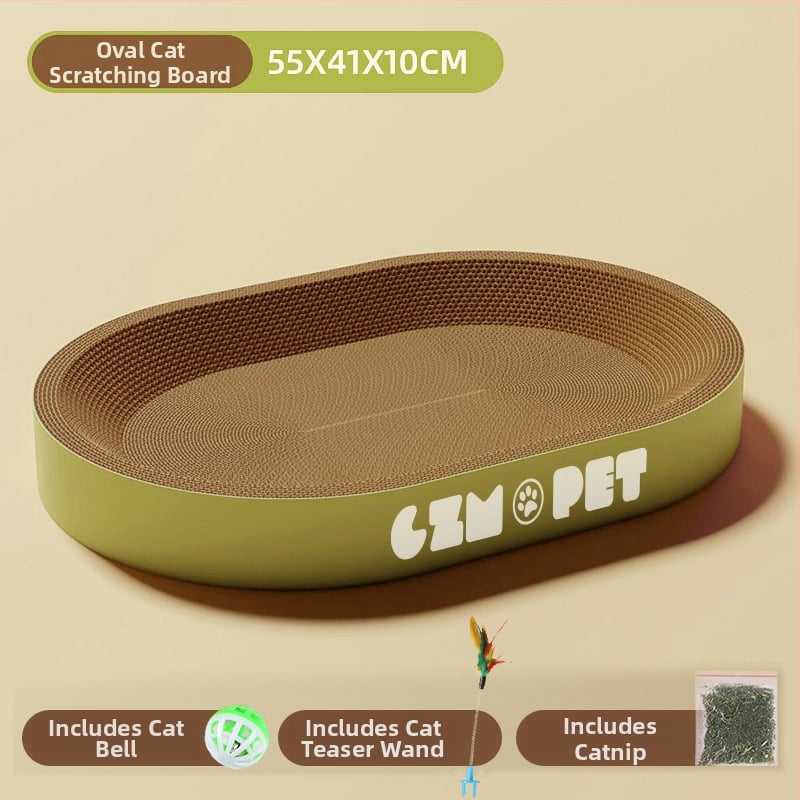 Cuib pentru pisici și suprafață de zgâriere într-un singur pachet; construcție durabilă; coloană verticală din sisal; material: carton celular cu bule; stil drăguț