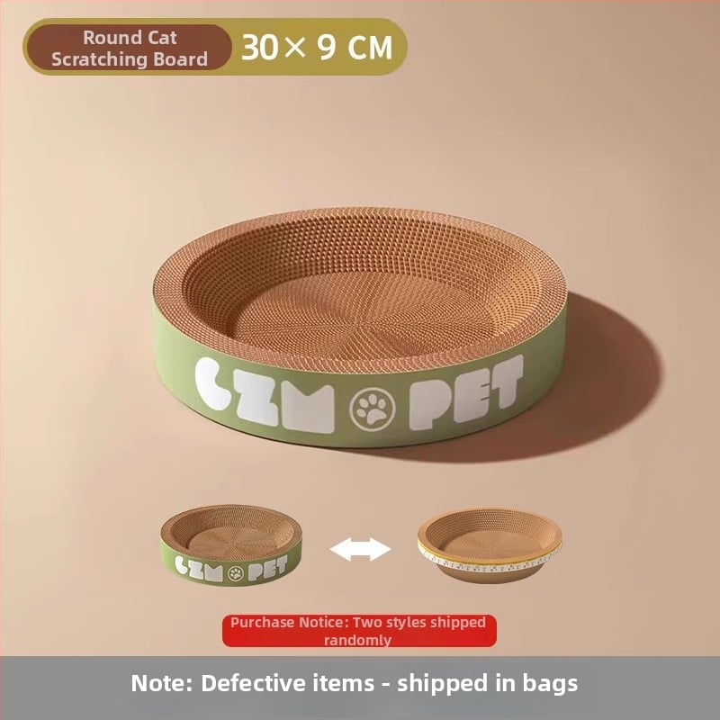 Cuib pentru pisici și suprafață de zgâriere într-un singur pachet; construcție durabilă; coloană verticală din sisal; material: carton celular cu bule; stil drăguț