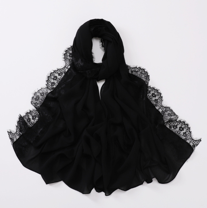 Дълъг шал от шифон с eyelash lace - полиестер, плоска тъкан, защита от слънце и прах, лято, произход Джинха