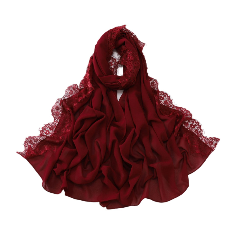 Дълъг шал от шифон с eyelash lace - полиестер, плоска тъкан, защита от слънце и прах, лято, произход Джинха