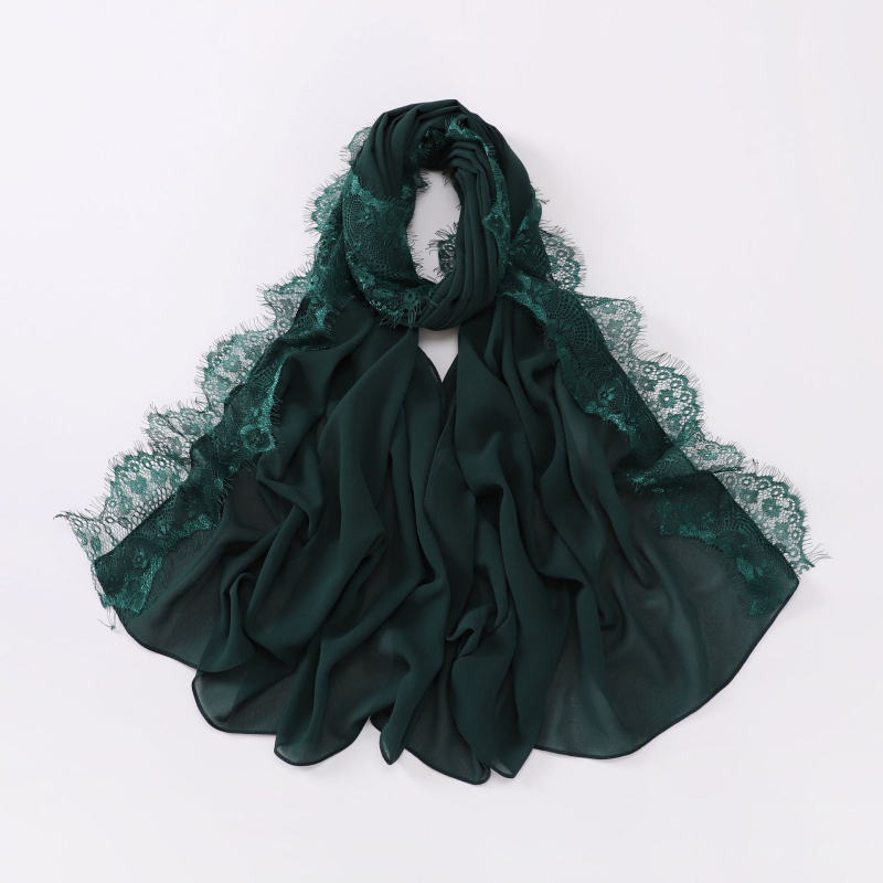 Дълъг шал от шифон с eyelash lace - полиестер, плоска тъкан, защита от слънце и прах, лято, произход Джинха