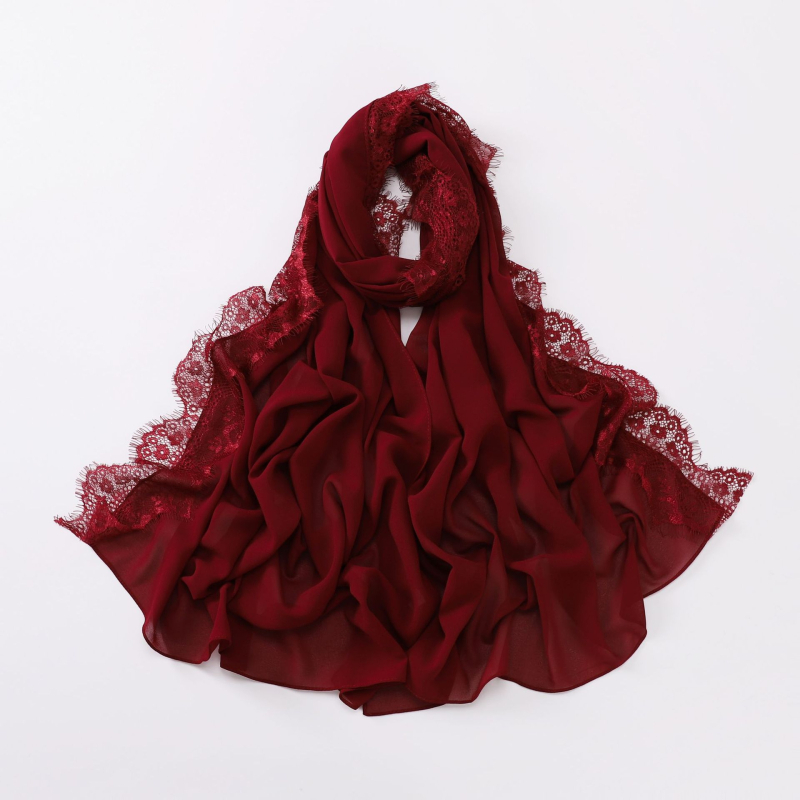 Дълъг шал от шифон с eyelash lace - полиестер, плоска тъкан, защита от слънце и прах, лято, произход Джинха