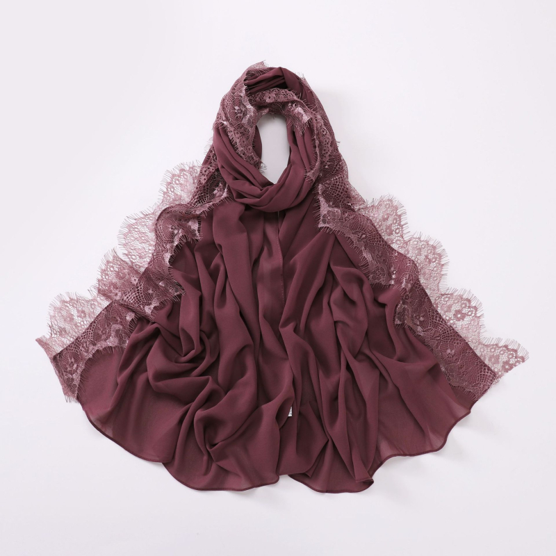 Дълъг шал от шифон с eyelash lace - полиестер, плоска тъкан, защита от слънце и прах, лято, произход Джинха