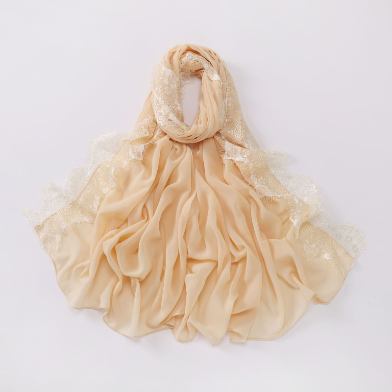 Дълъг шал от шифон с eyelash lace - полиестер, плоска тъкан, защита от слънце и прах, лято, произход Джинха
