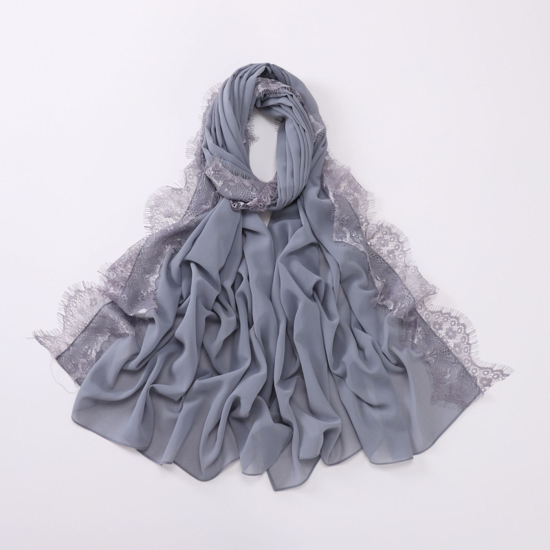 Дълъг шал от шифон с eyelash lace - полиестер, плоска тъкан, защита от слънце и прах, лято, произход Джинха