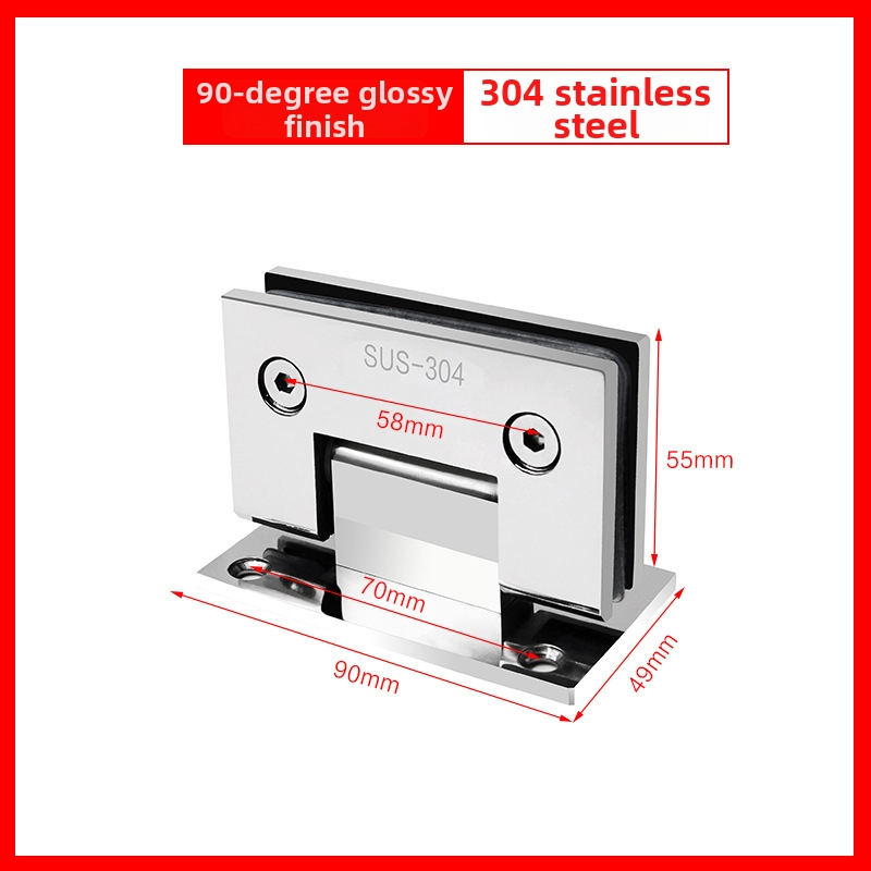 Rozsdamentes acél zuhanyajtó zsanér – 90° hegesztett csukló, 304 rozsdamentes acél, felületi permetezés, márka Keding