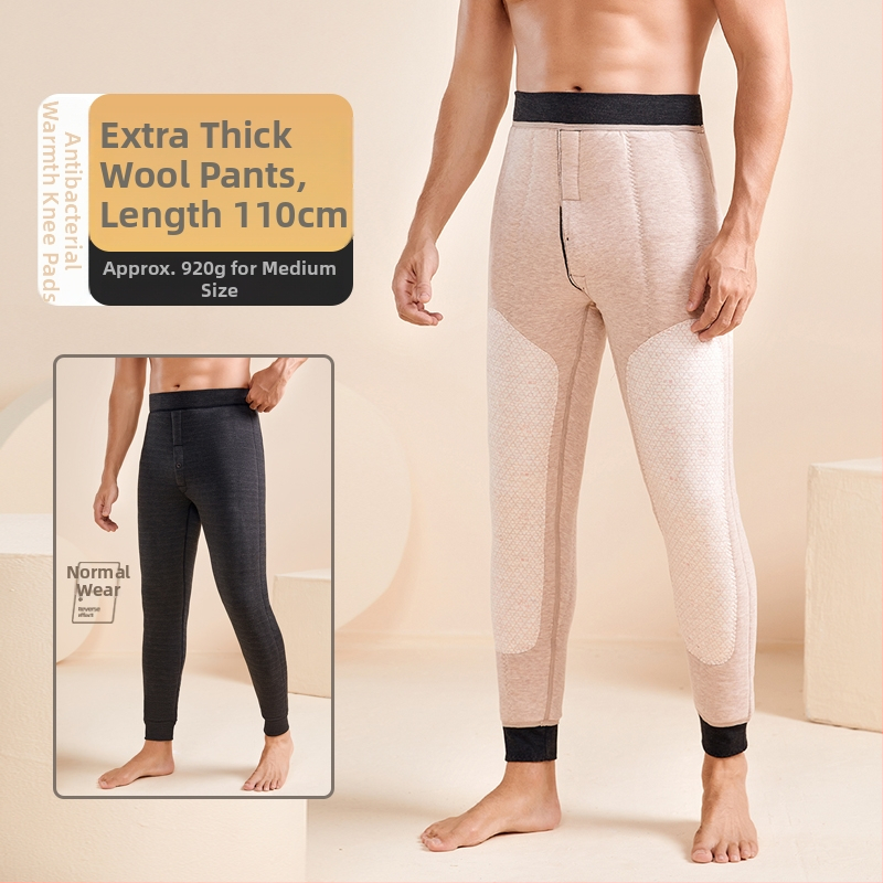 Pantaloni termici de iarnă pentru bărbați, trei straturi, căptușiți cu fleece, fără cusături, extra groși 501–600 g/m²