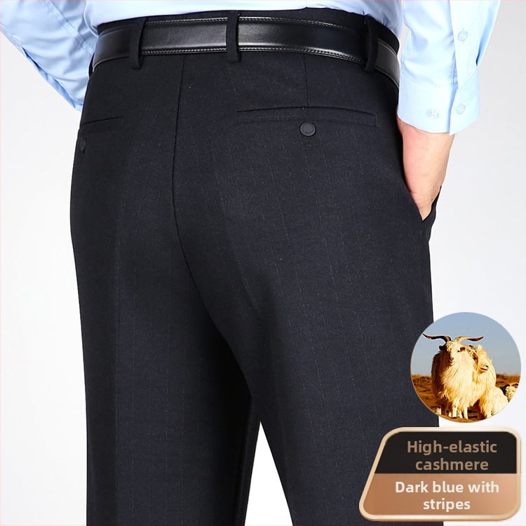 Ανδρικά χειμερινά καθημερινά παντελόνια με ίσιο κόψιμο, υψηλή μέση, ελαστικό πολυεστερικό μίγμα, φερμουάρ