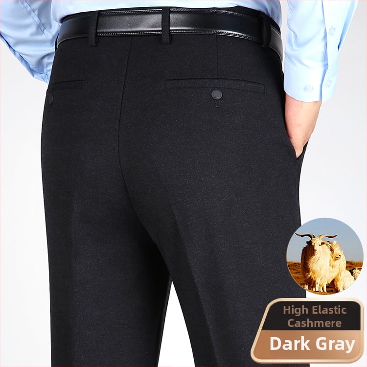 Ανδρικά χειμερινά καθημερινά παντελόνια με ίσιο κόψιμο, υψηλή μέση, ελαστικό πολυεστερικό μίγμα, φερμουάρ