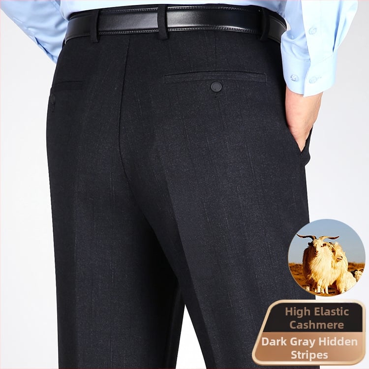 Ανδρικά χειμερινά καθημερινά παντελόνια με ίσιο κόψιμο, υψηλή μέση, ελαστικό πολυεστερικό μίγμα, φερμουάρ