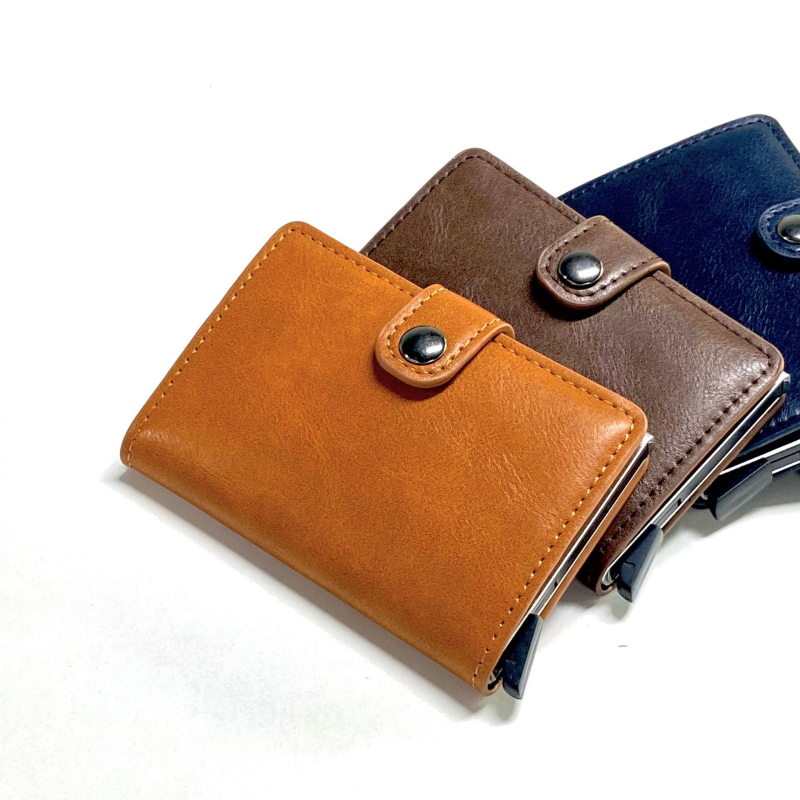 Ultra vékony PU bőrtok kártyákhoz RFID-blokkolással, lopás elleni védelemmel és könnyű mindennapi használatra.