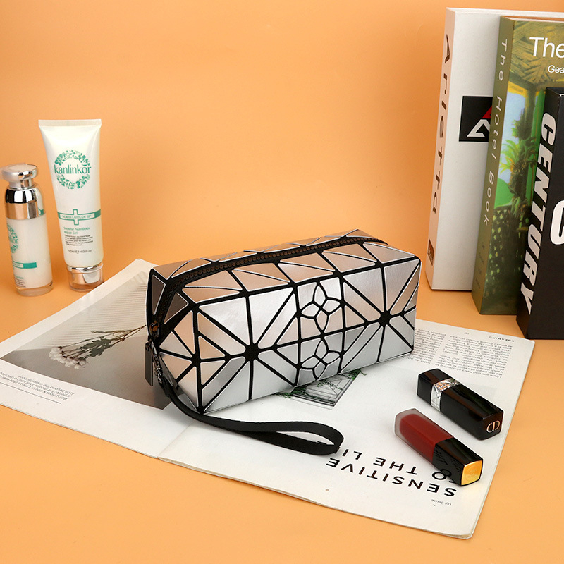 Geantă de machiaj PU - (Material PU, Formă orizontală pătrată, Închidere cu fermoar, Căptușeală din poliester)