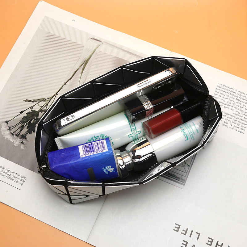 Geantă de machiaj PU - (Material PU, Formă orizontală pătrată, Închidere cu fermoar, Căptușeală din poliester)