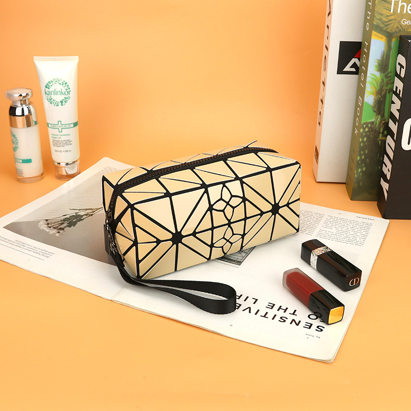 Geantă de machiaj PU - (Material PU, Formă orizontală pătrată, Închidere cu fermoar, Căptușeală din poliester)