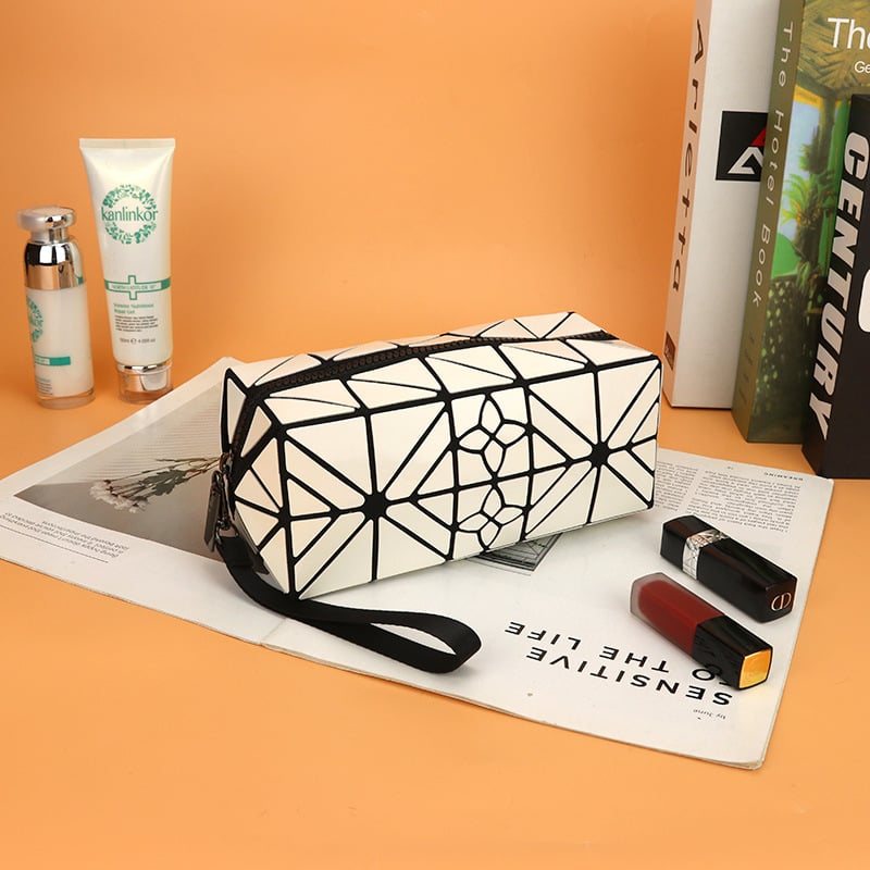 Geantă de machiaj PU - (Material PU, Formă orizontală pătrată, Închidere cu fermoar, Căptușeală din poliester)